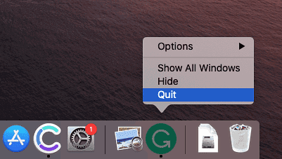 Quit Grammarly app Quit Grammarly app