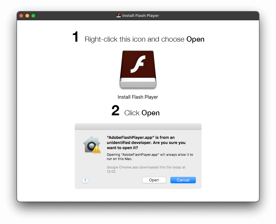 Browser redirected to fake Adobe Flash Player update page on Mac