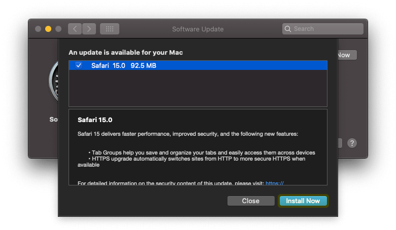 Install macOS / Safari update