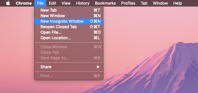 Open new Incognito window in Chrome