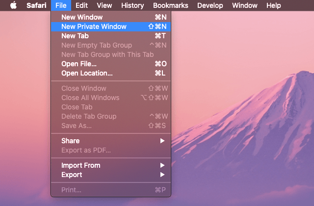 Open new private window in Safari