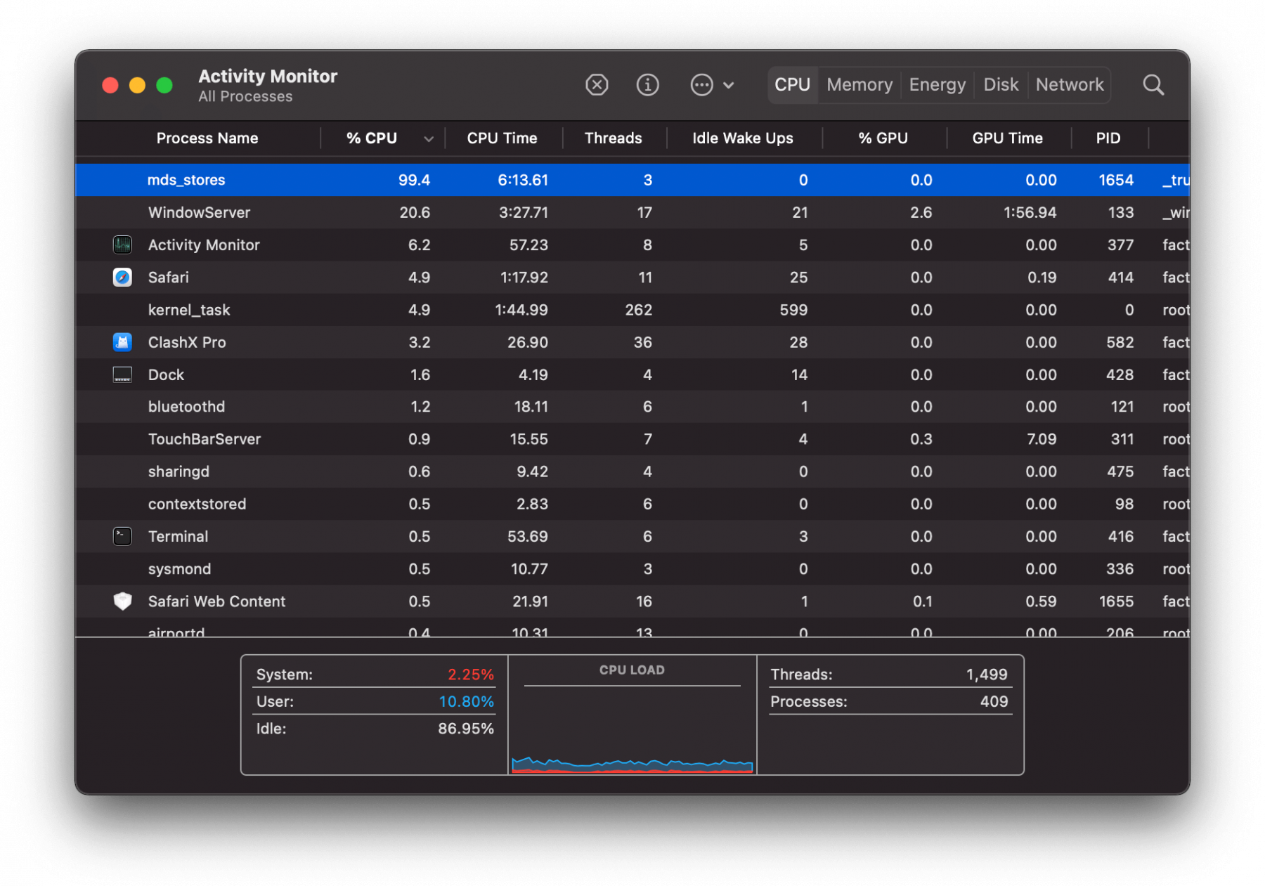 Mds Stores Process High Cpu