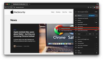 Go to ‘Manage Extensions’ in Chrome