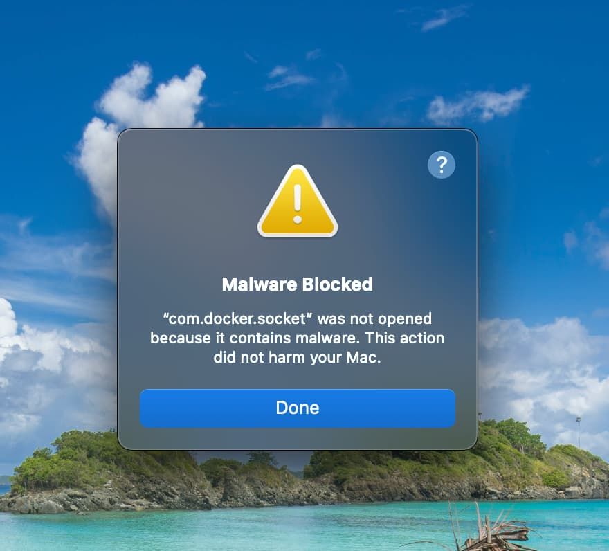 “Docker will damage your computer” Mac popup removal